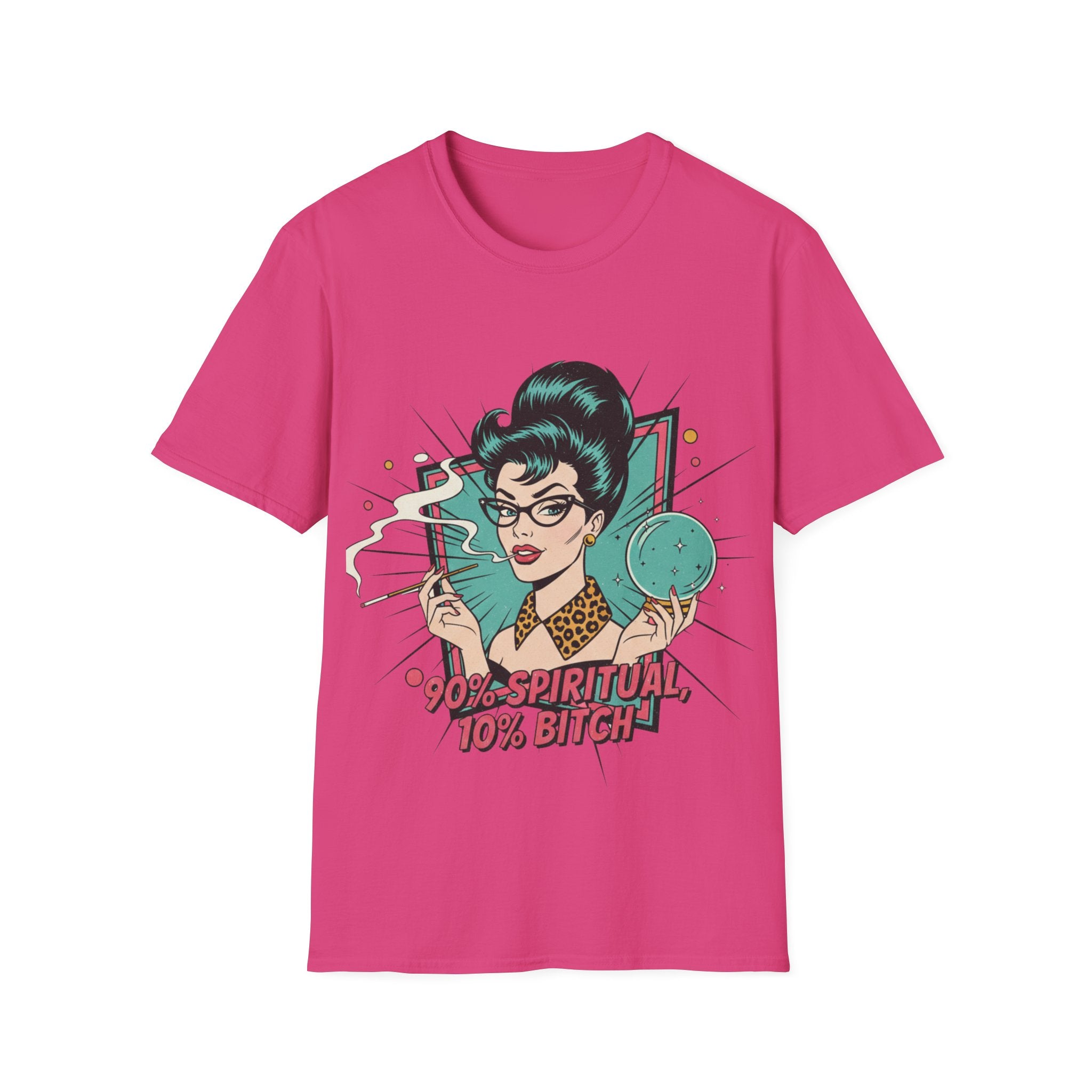 Spiritual Witch Retro T‑Shirt — “90% Spiritual 10% Bitch” Crystal Ball Tee