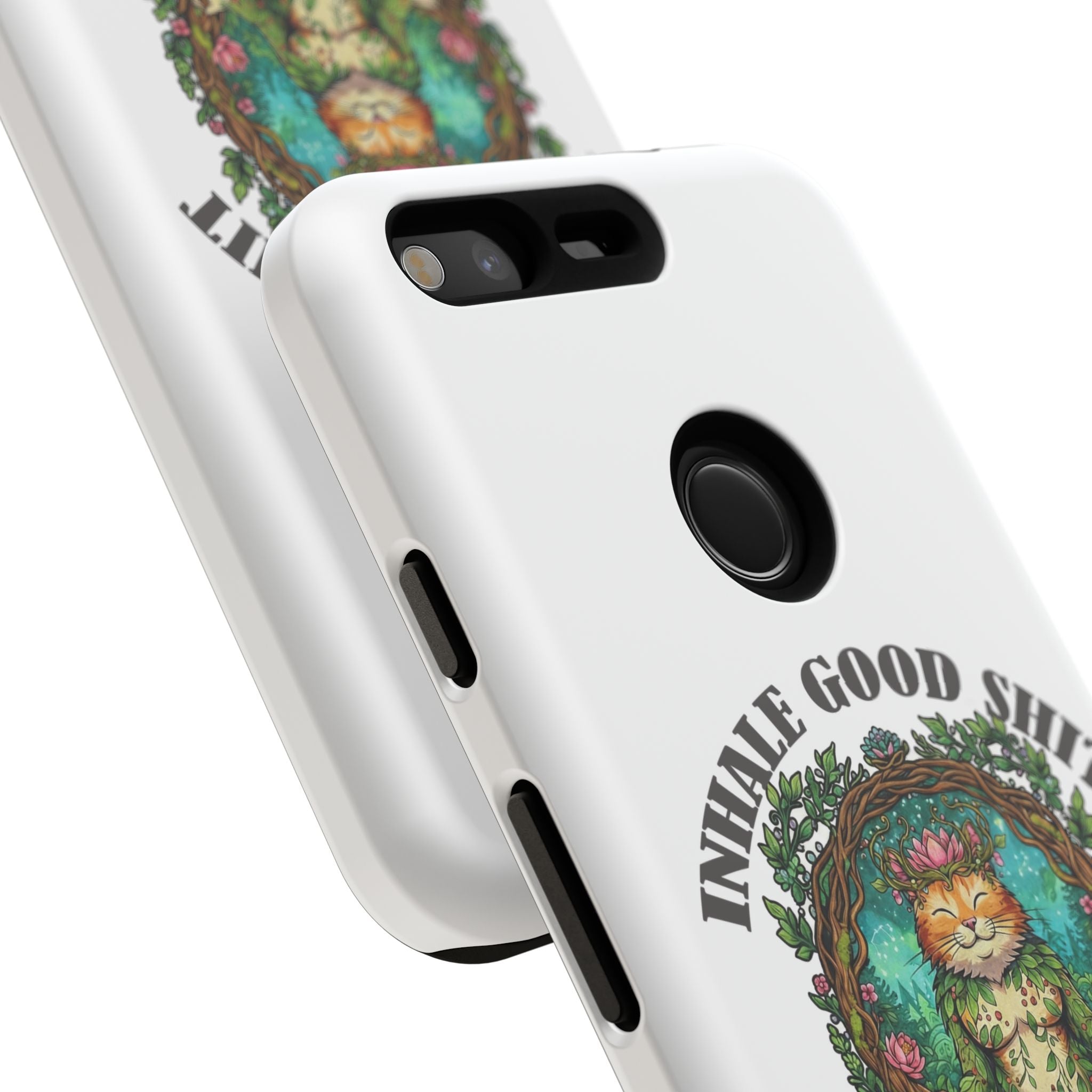 Phone Case - "Inhale Good Shit, Exhale Bullshit" Zen Cat Protective Case