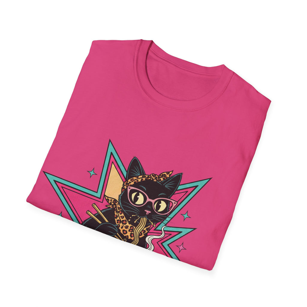 Noodle Lover Cat T-Shirt — Retro Kawaii Ramen Graphic Tee