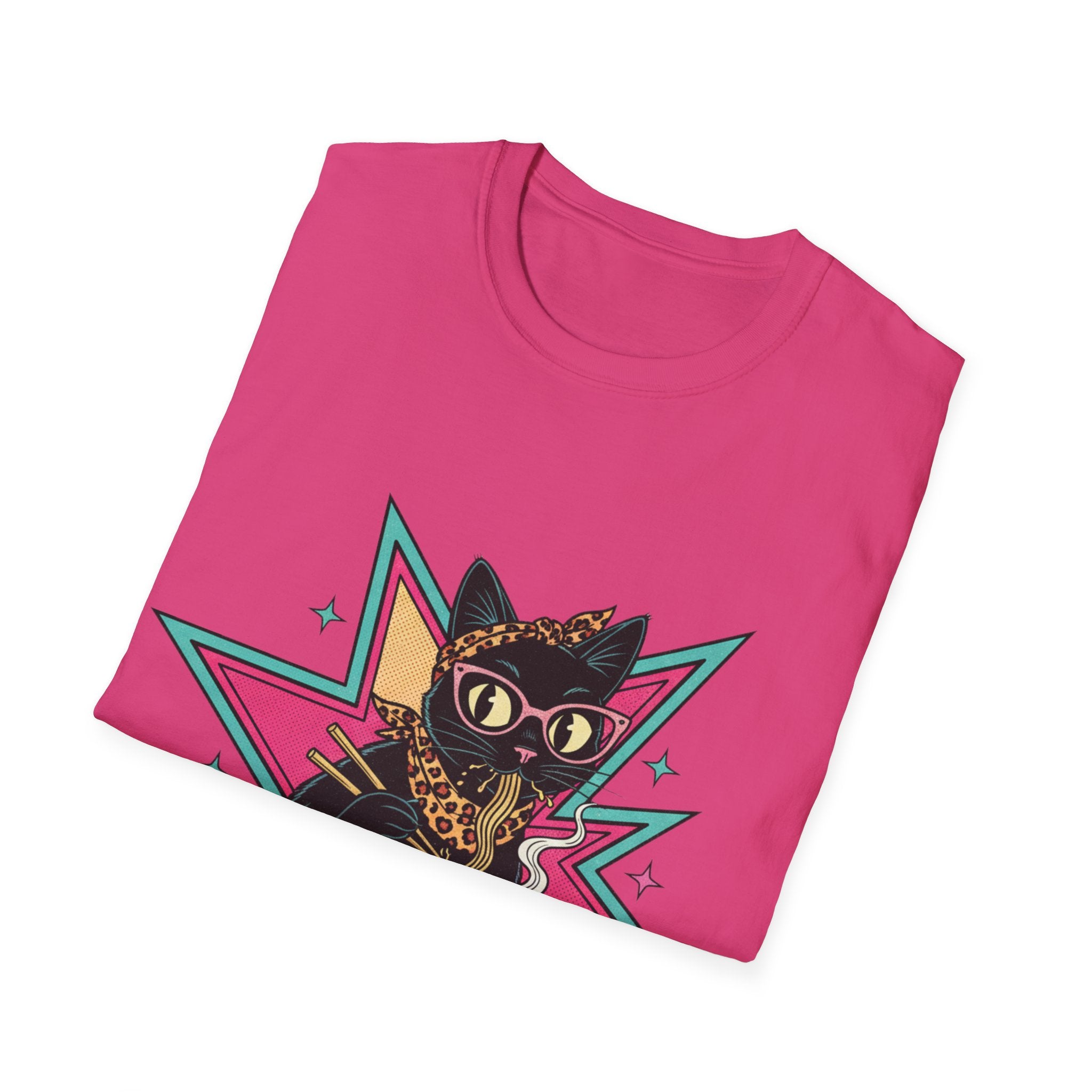 Noodle Lover Cat T-Shirt — Retro Kawaii Ramen Graphic Tee