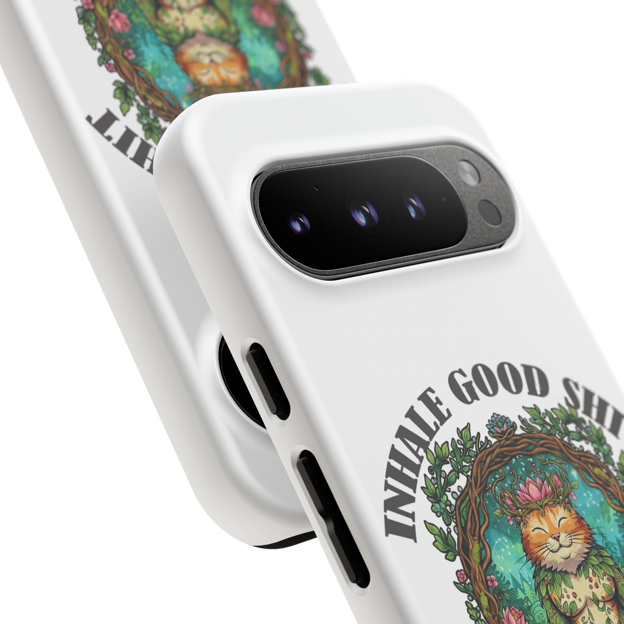 Phone Case - "Inhale Good Shit, Exhale Bullshit" Zen Cat Protective Case