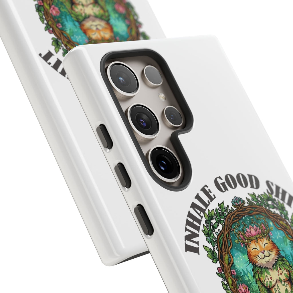 Phone Case - "Inhale Good Shit, Exhale Bullshit" Zen Cat Protective Case
