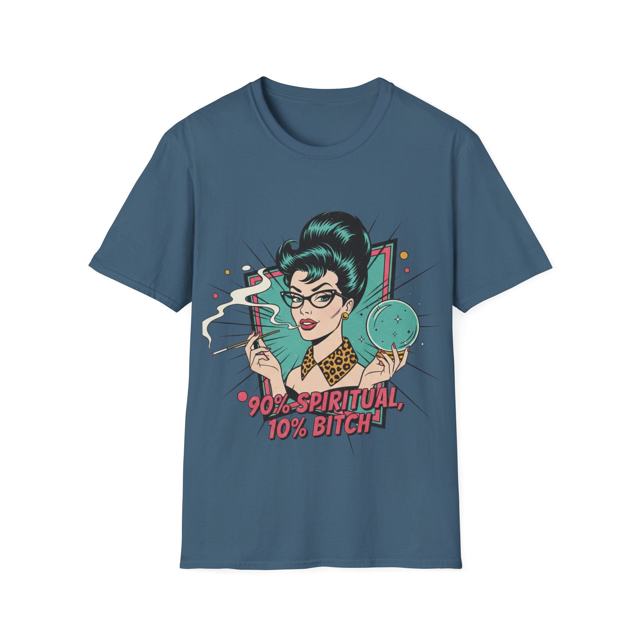 Spiritual Witch Retro T‑Shirt — “90% Spiritual 10% Bitch” Crystal Ball Tee