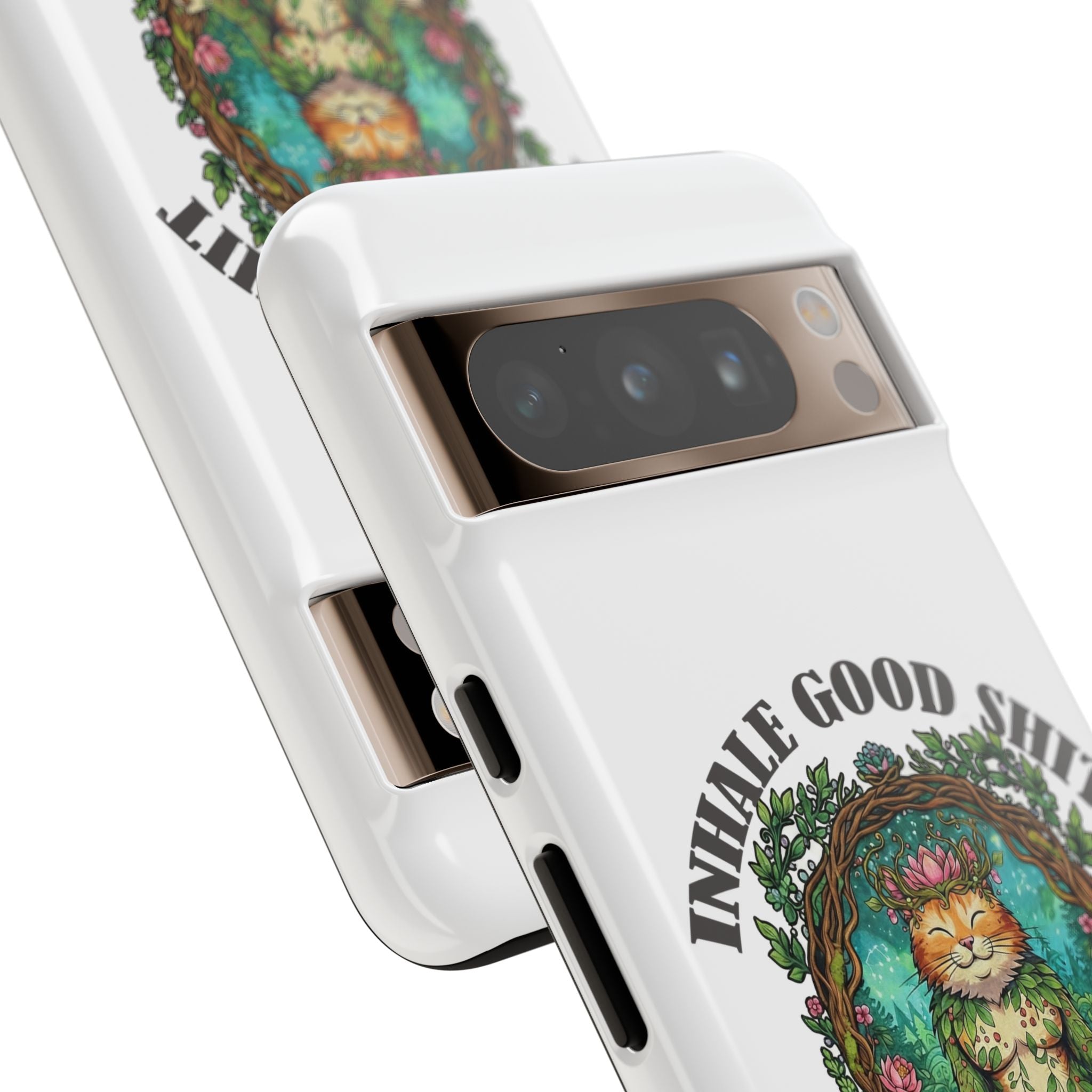 Phone Case - "Inhale Good Shit, Exhale Bullshit" Zen Cat Protective Case