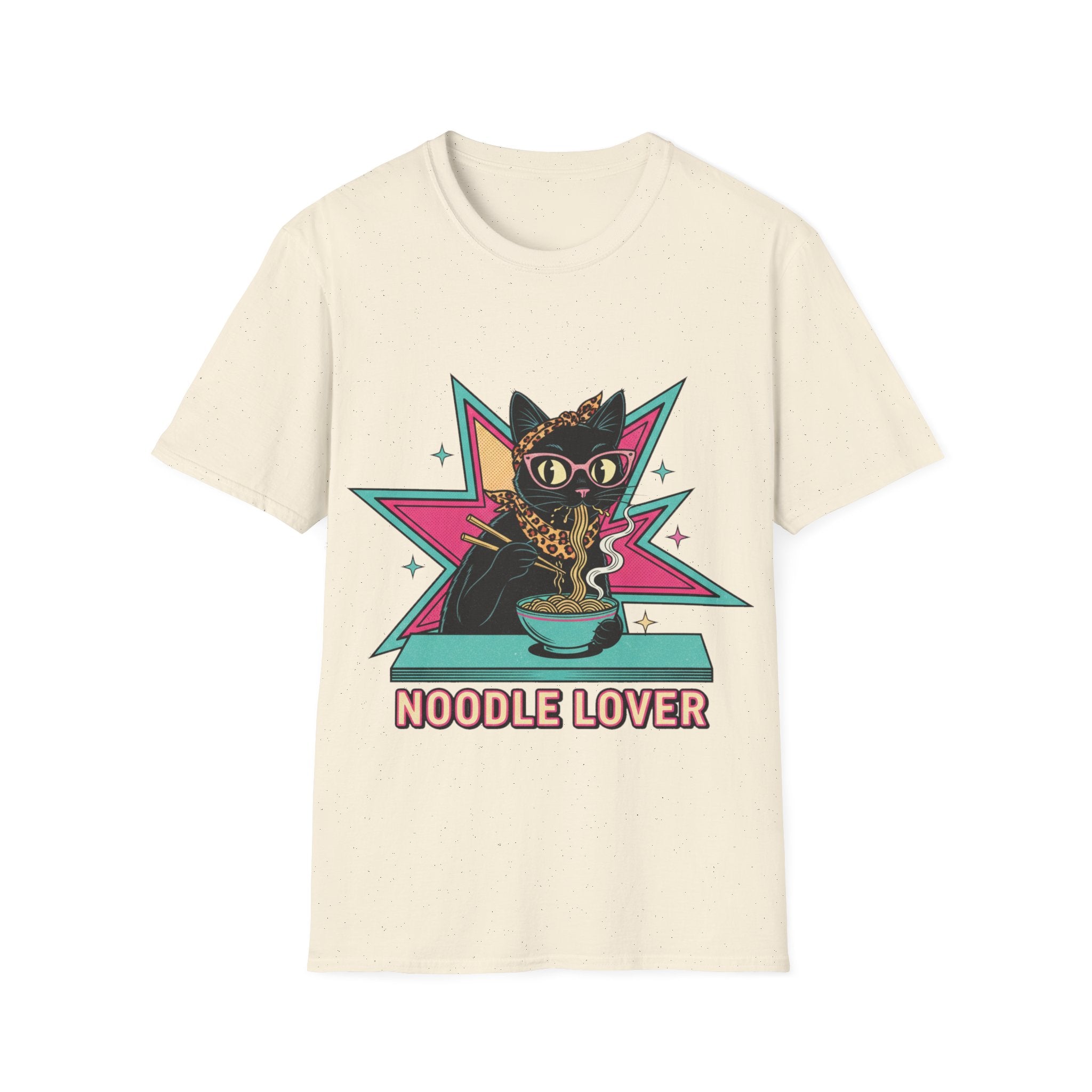 Noodle Lover Cat T-Shirt — Retro Kawaii Ramen Graphic Tee