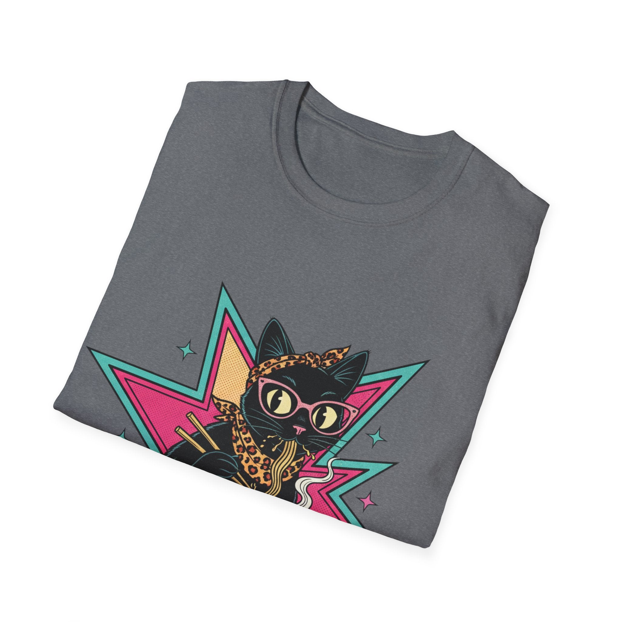 Noodle Lover Cat T-Shirt — Retro Kawaii Ramen Graphic Tee