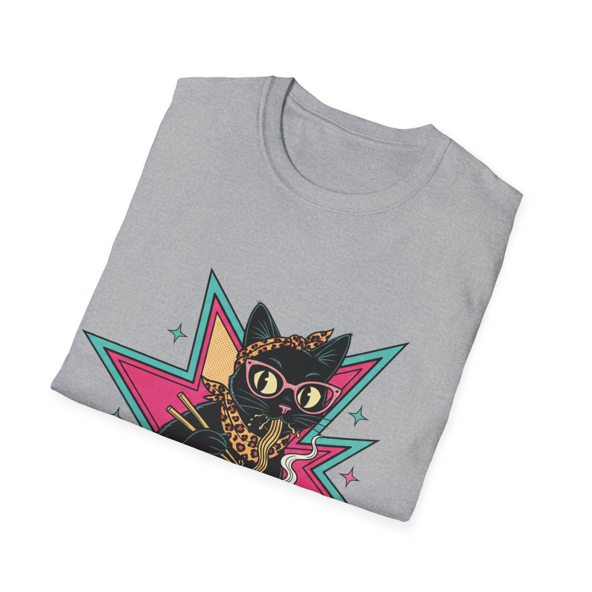 Noodle Lover Cat T-Shirt — Retro Kawaii Ramen Graphic Tee