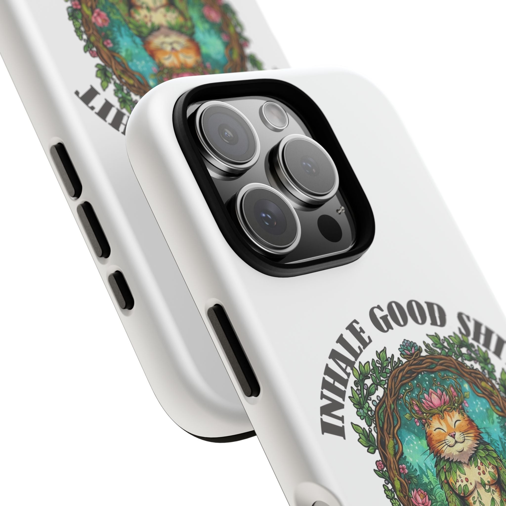 Phone Case - "Inhale Good Shit, Exhale Bullshit" Zen Cat Protective Case