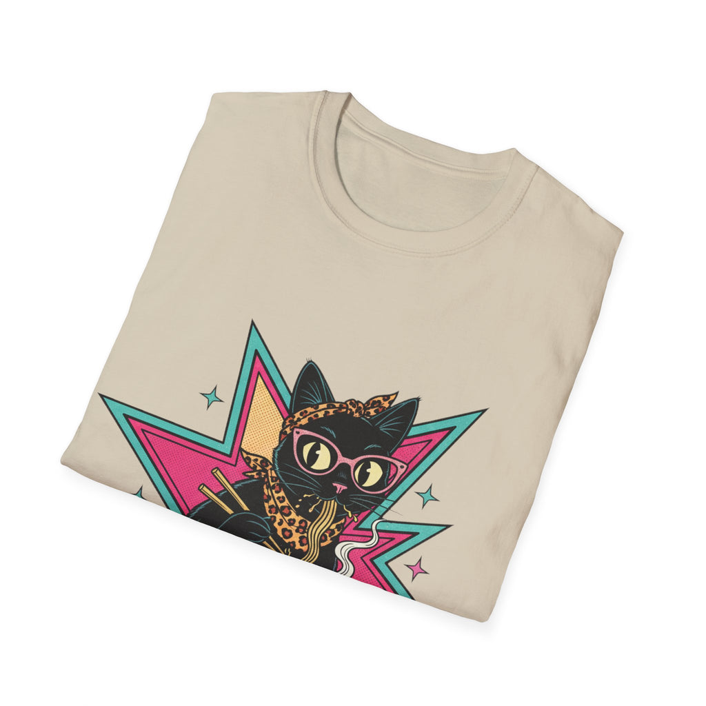 Noodle Lover Cat T-Shirt — Retro Kawaii Ramen Graphic Tee