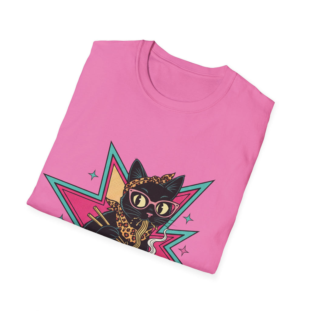 Noodle Lover Cat T-Shirt — Retro Kawaii Ramen Graphic Tee
