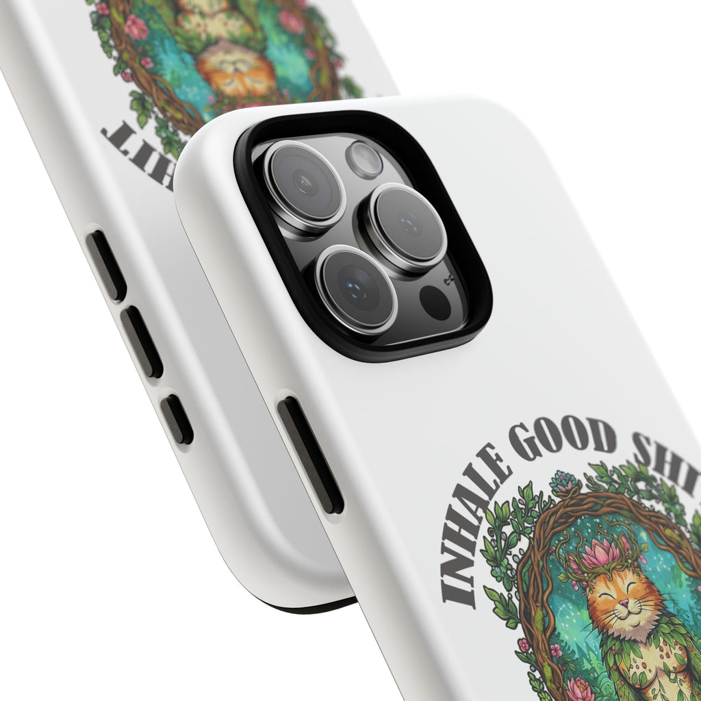 Phone Case - "Inhale Good Shit, Exhale Bullshit" Zen Cat Protective Case