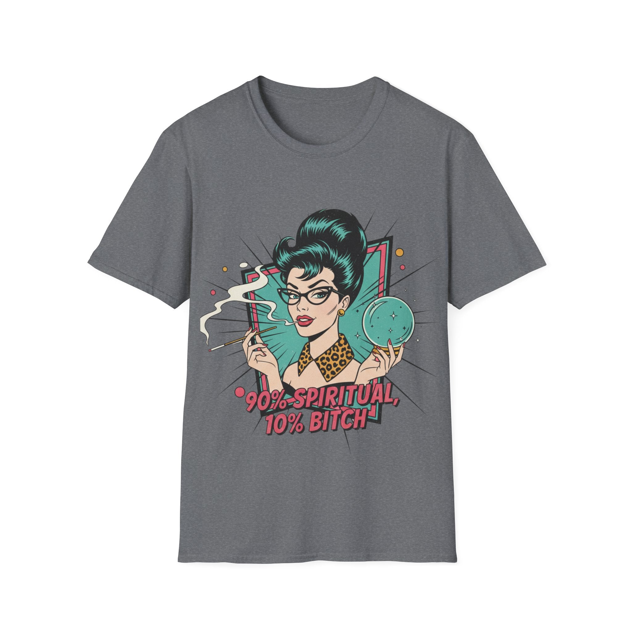 Spiritual Witch Retro T‑Shirt — “90% Spiritual 10% Bitch” Crystal Ball Tee