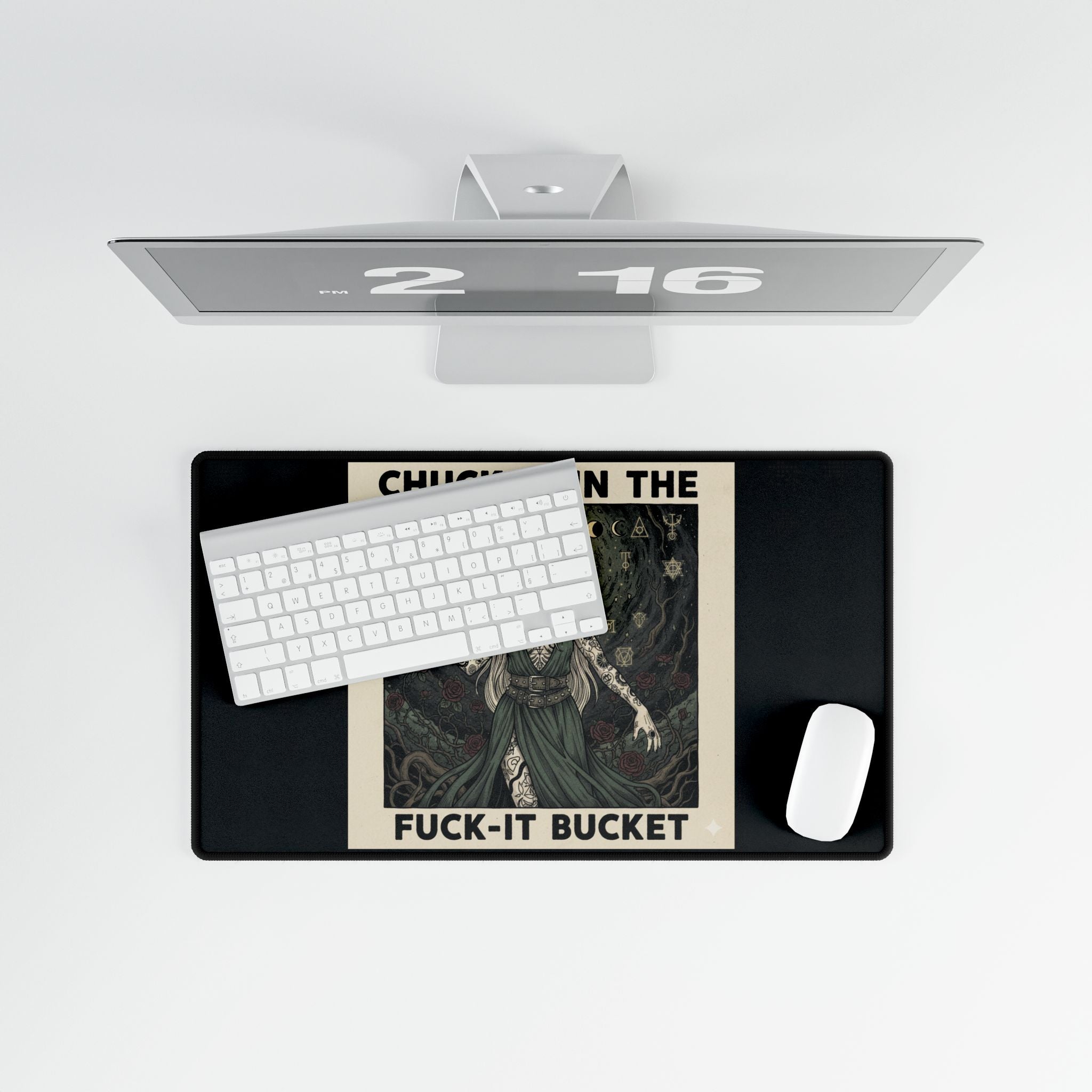 Desk Mat — “Chuck It in the F***-It Bucket” Gothic Witch Desk Mat