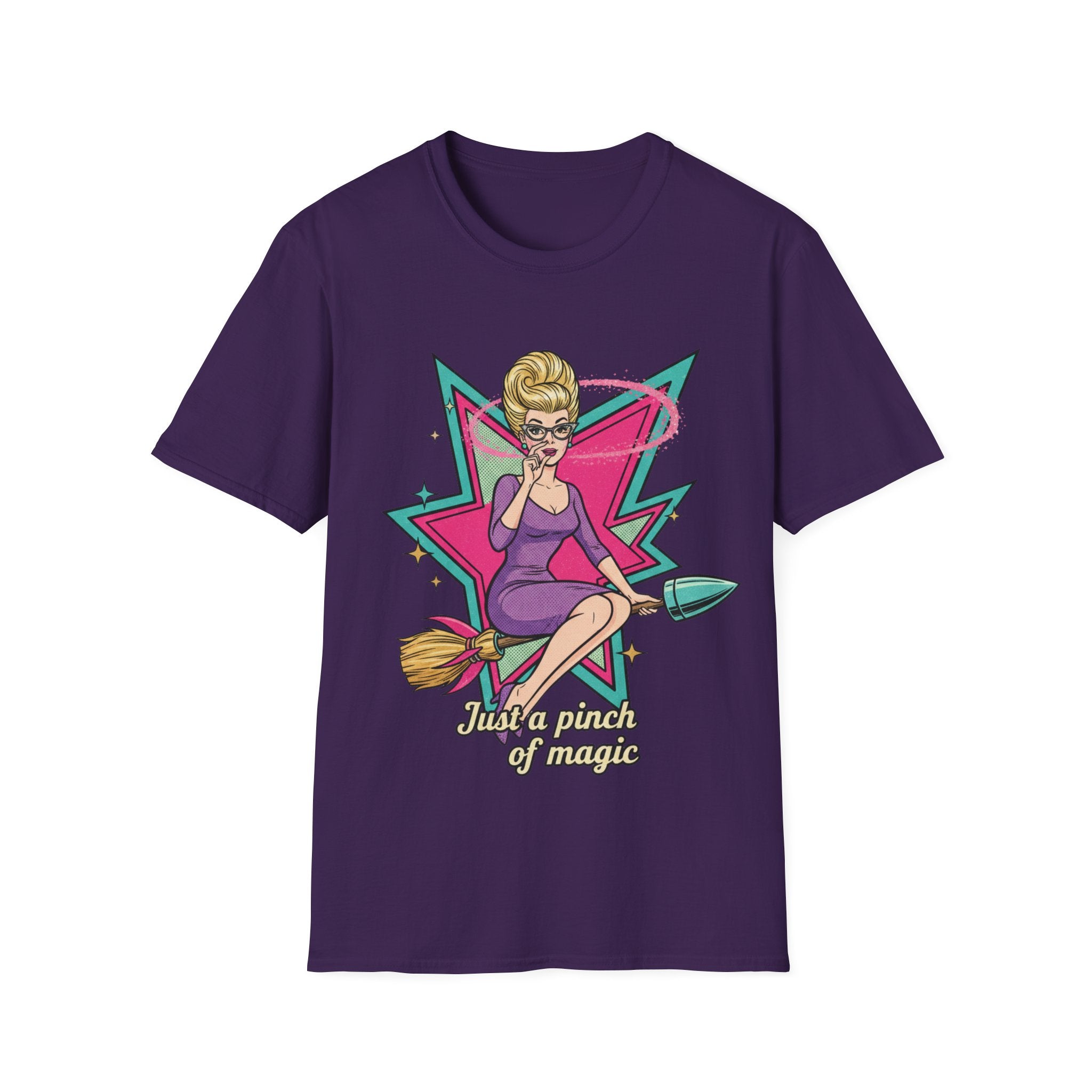 Just a Pinch of Magic T‑Shirt — Retro Witch Pinup Graphic Tee