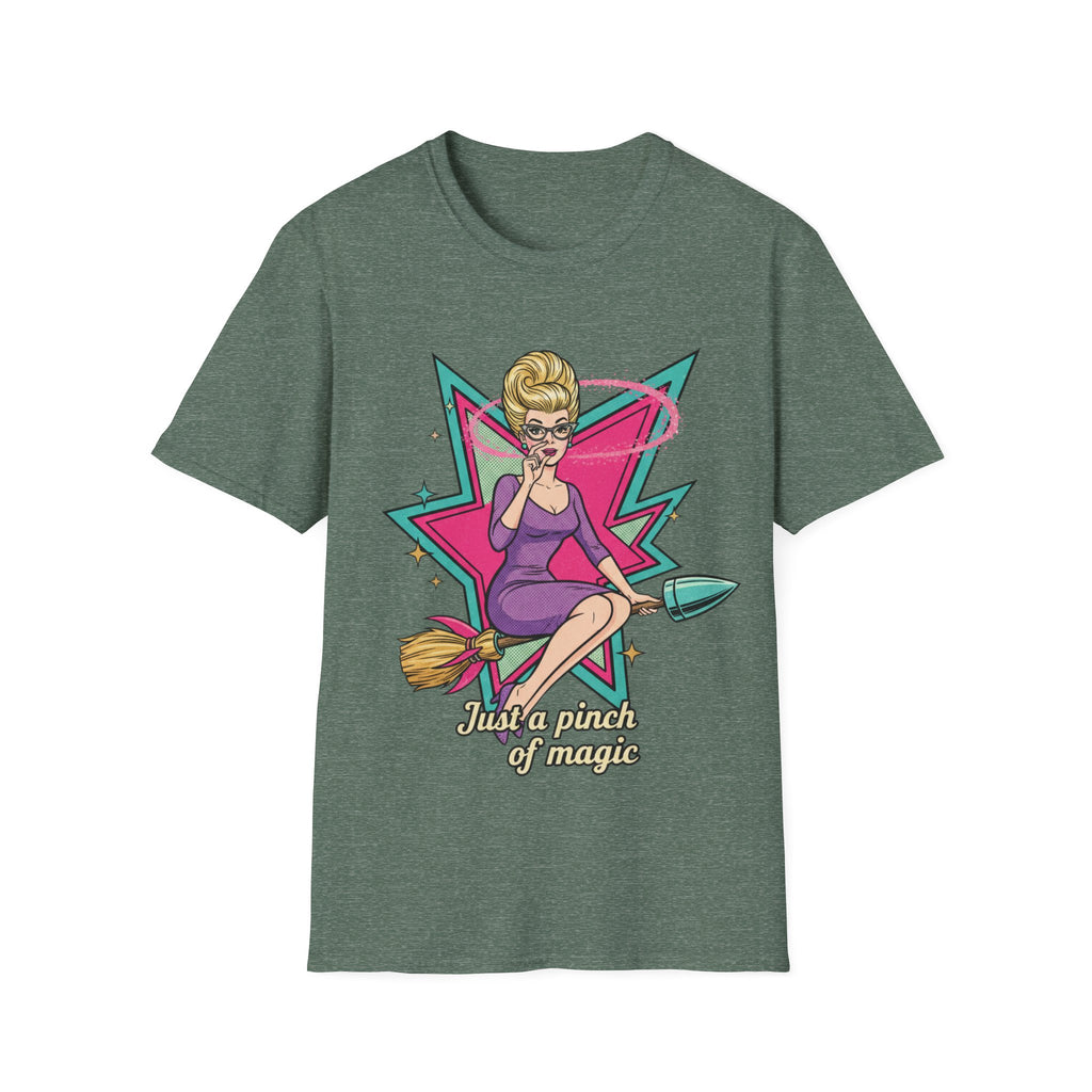 Just a Pinch of Magic T‑Shirt — Retro Witch Pinup Graphic Tee
