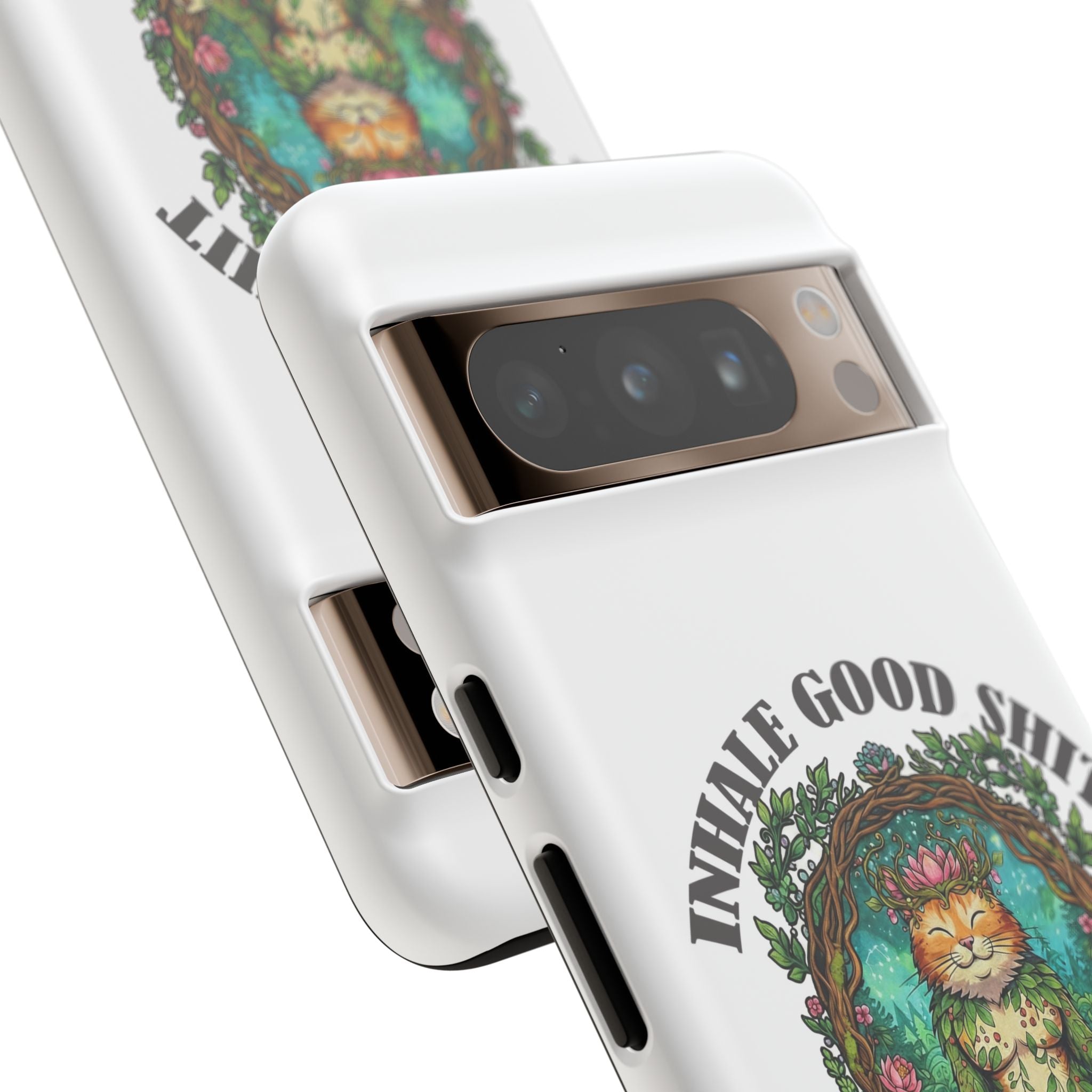 Phone Case - "Inhale Good Shit, Exhale Bullshit" Zen Cat Protective Case