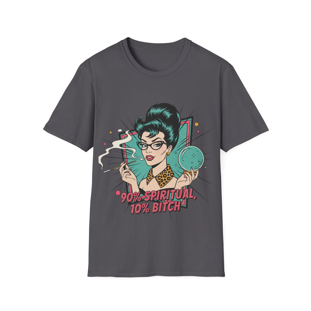 Spiritual Witch Retro T‑Shirt — “90% Spiritual 10% Bitch” Crystal Ball Tee