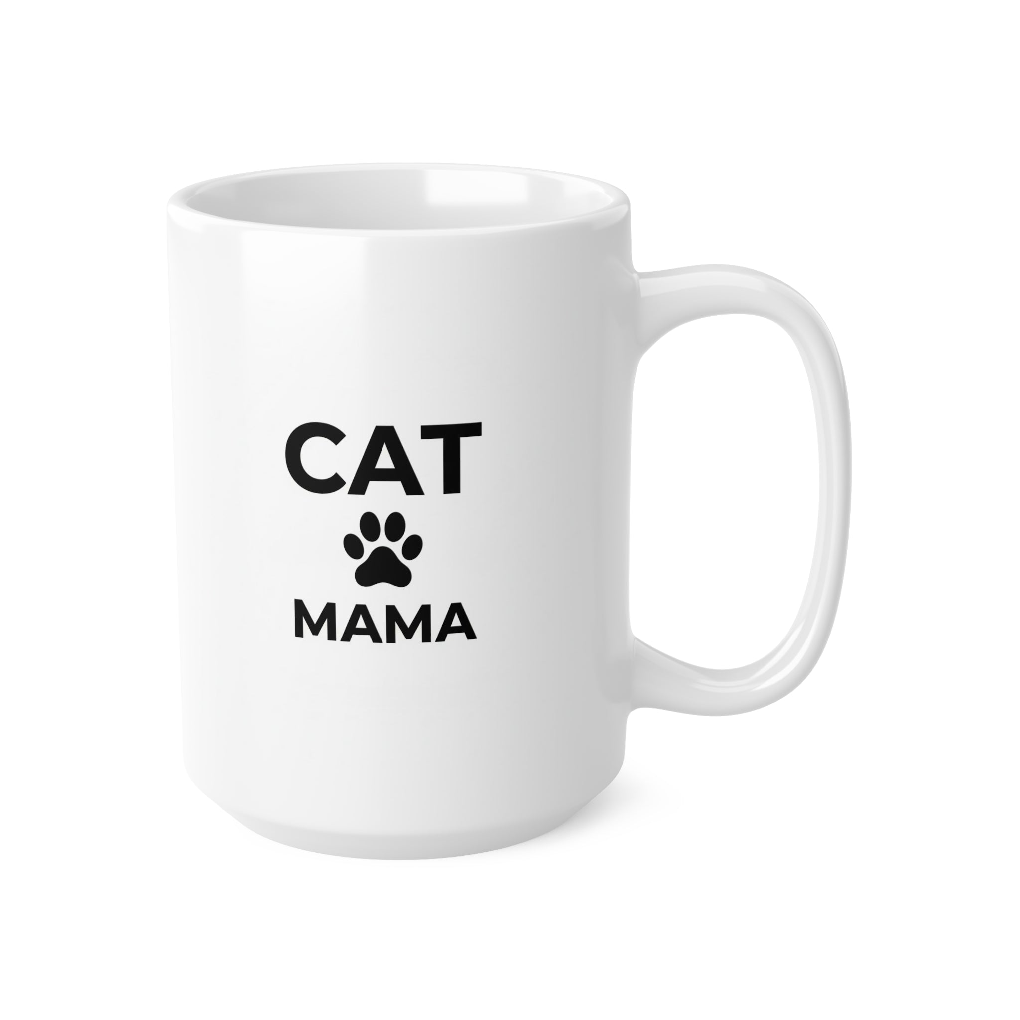 Cat Mama Ceramic Mug — 11oz & 15oz Paw Print Coffee Cup