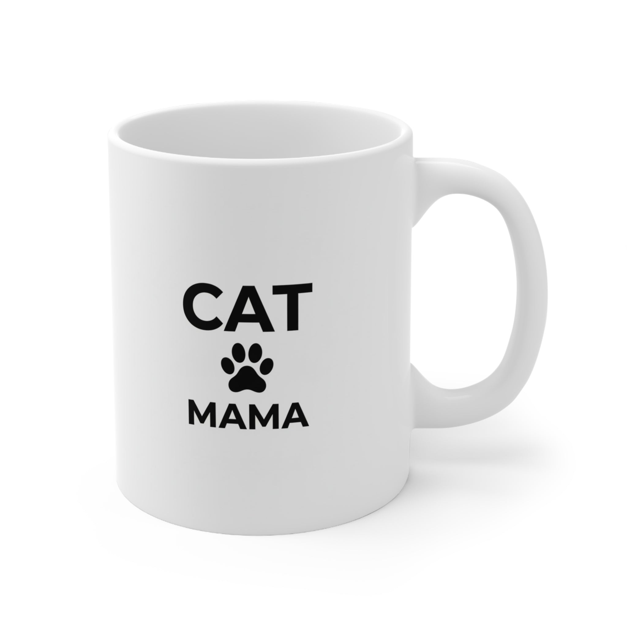Cat Mama Ceramic Mug — 11oz & 15oz Paw Print Coffee Cup