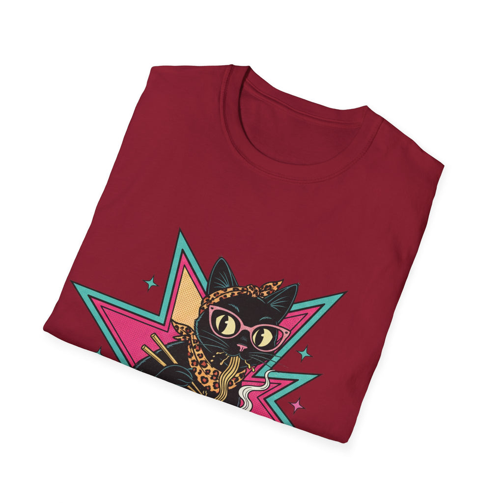 Noodle Lover Cat T-Shirt — Retro Kawaii Ramen Graphic Tee