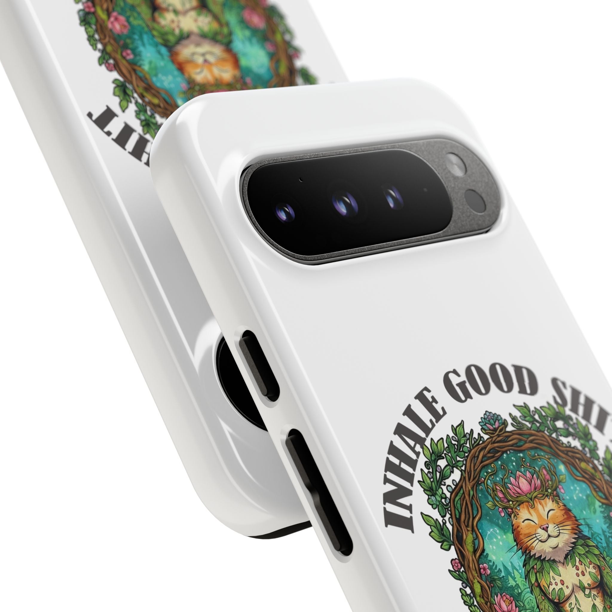 Phone Case - "Inhale Good Shit, Exhale Bullshit" Zen Cat Protective Case