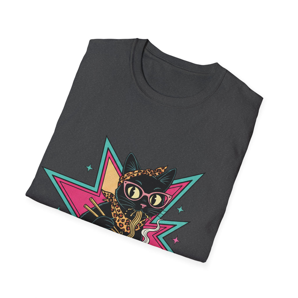 Noodle Lover Cat T-Shirt — Retro Kawaii Ramen Graphic Tee