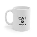 Cat Mama Ceramic Mug — 11oz & 15oz Paw Print Coffee Cup