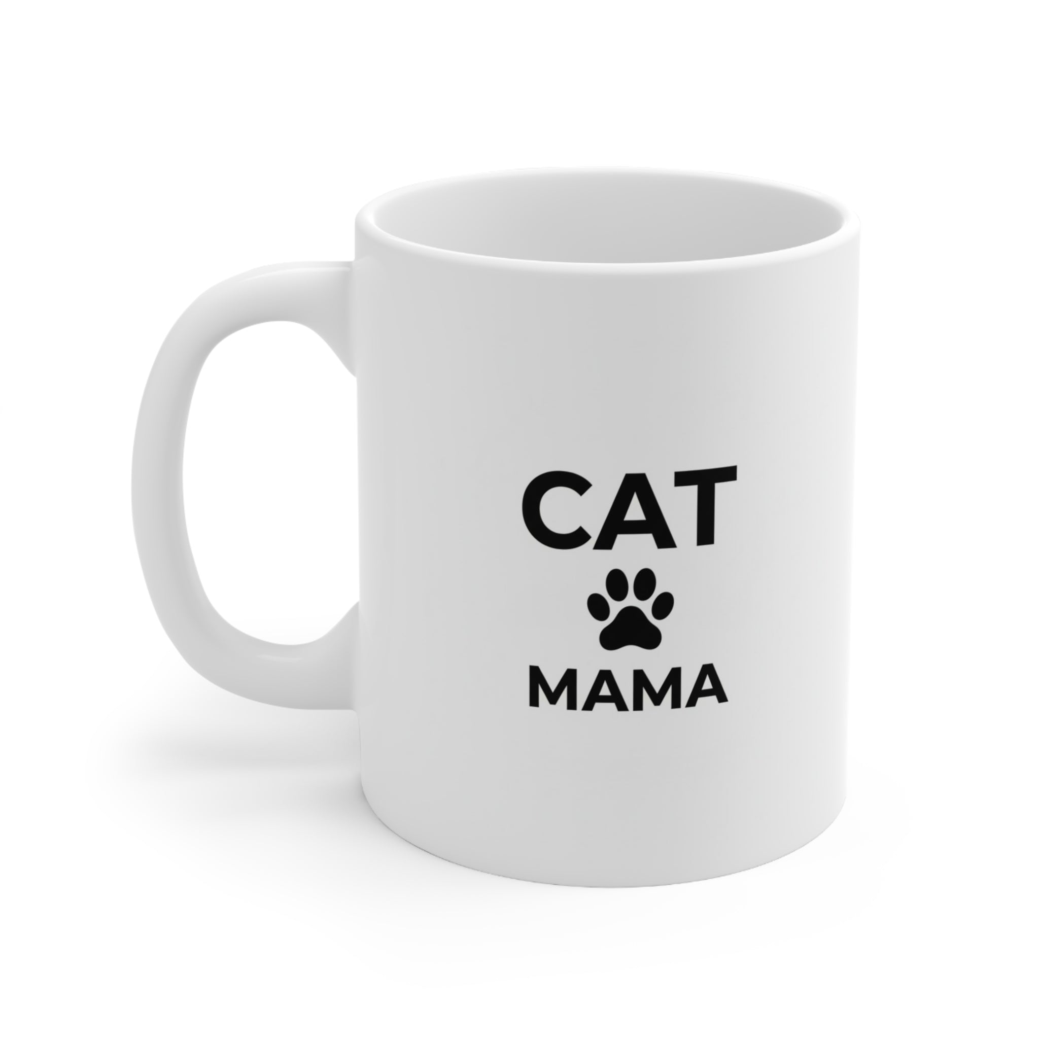 Cat Mama Ceramic Mug — 11oz & 15oz Paw Print Coffee Cup