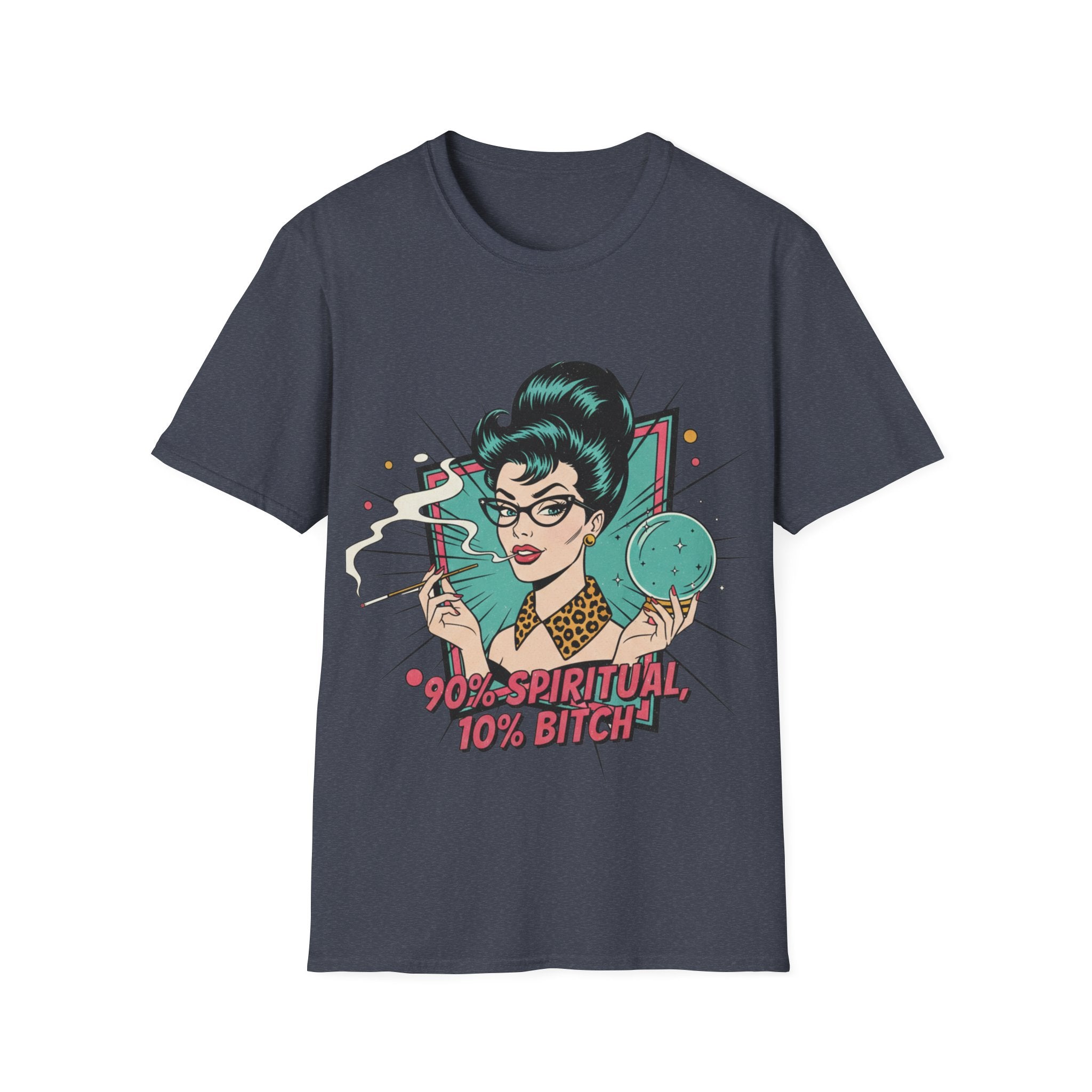 Spiritual Witch Retro T‑Shirt — “90% Spiritual 10% Bitch” Crystal Ball Tee