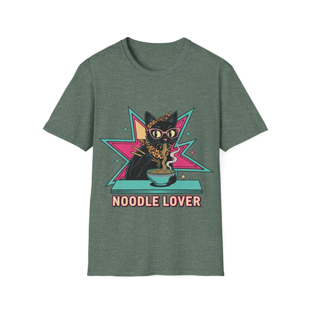 Noodle Lover Cat T-Shirt — Retro Kawaii Ramen Graphic Tee