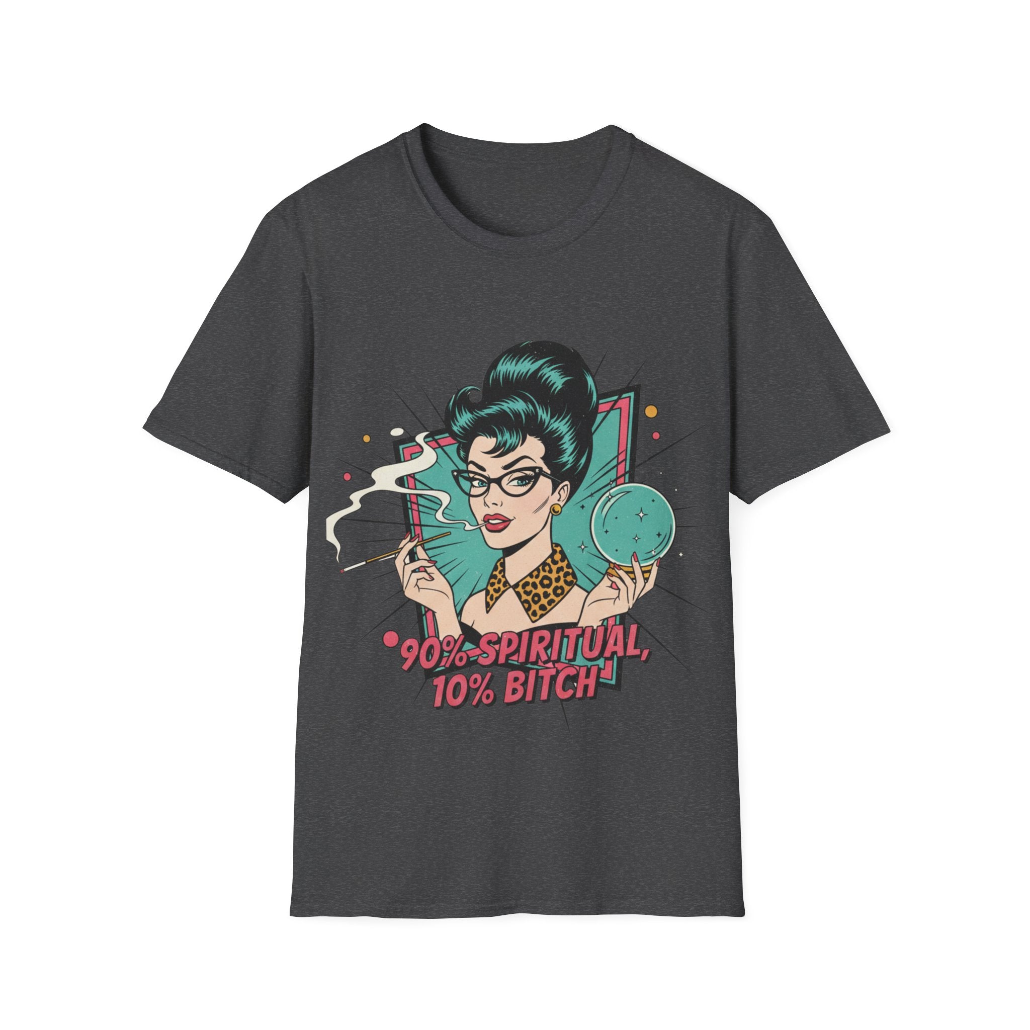 Spiritual Witch Retro T‑Shirt — “90% Spiritual 10% Bitch” Crystal Ball Tee