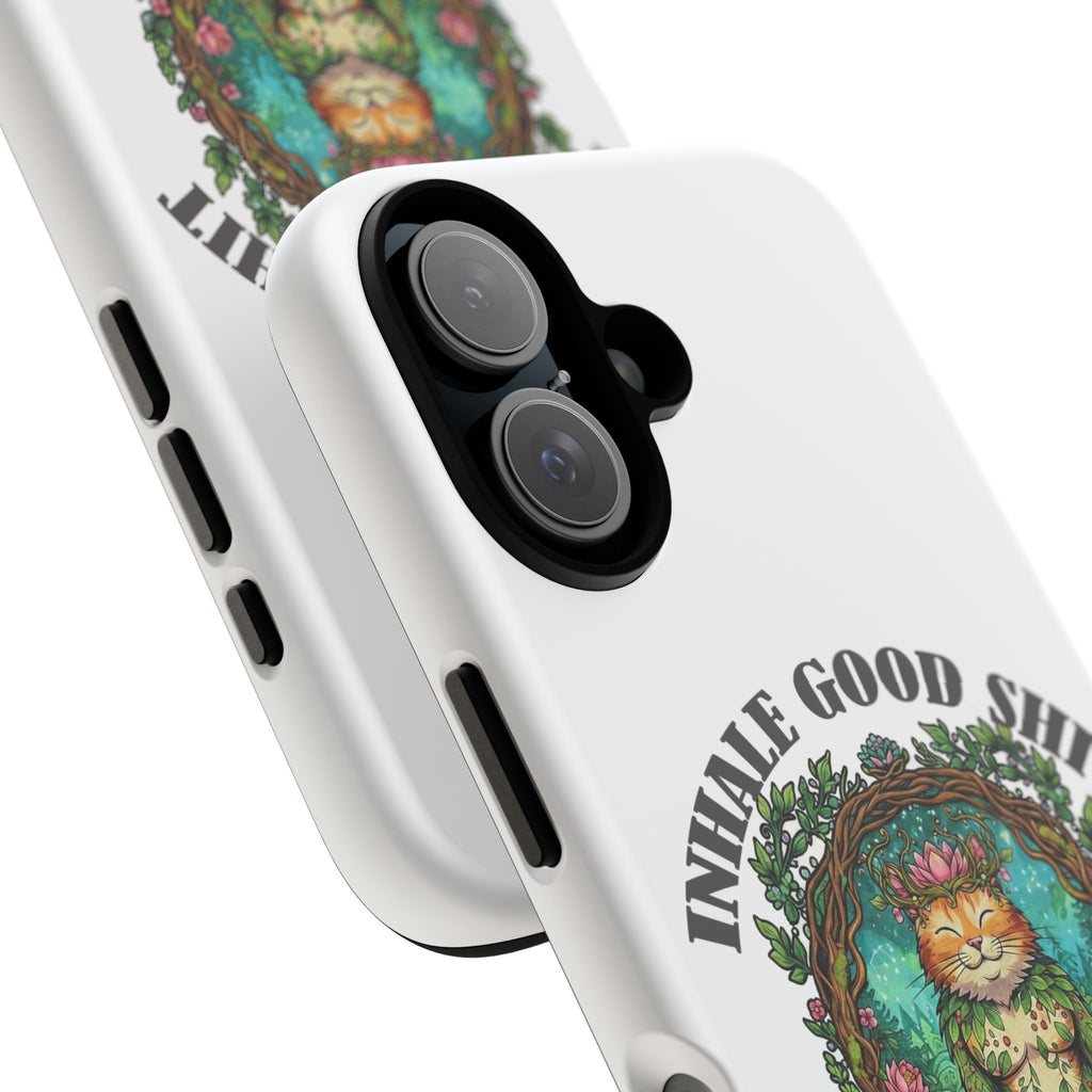 Phone Case - "Inhale Good Shit, Exhale Bullshit" Zen Cat Protective Case