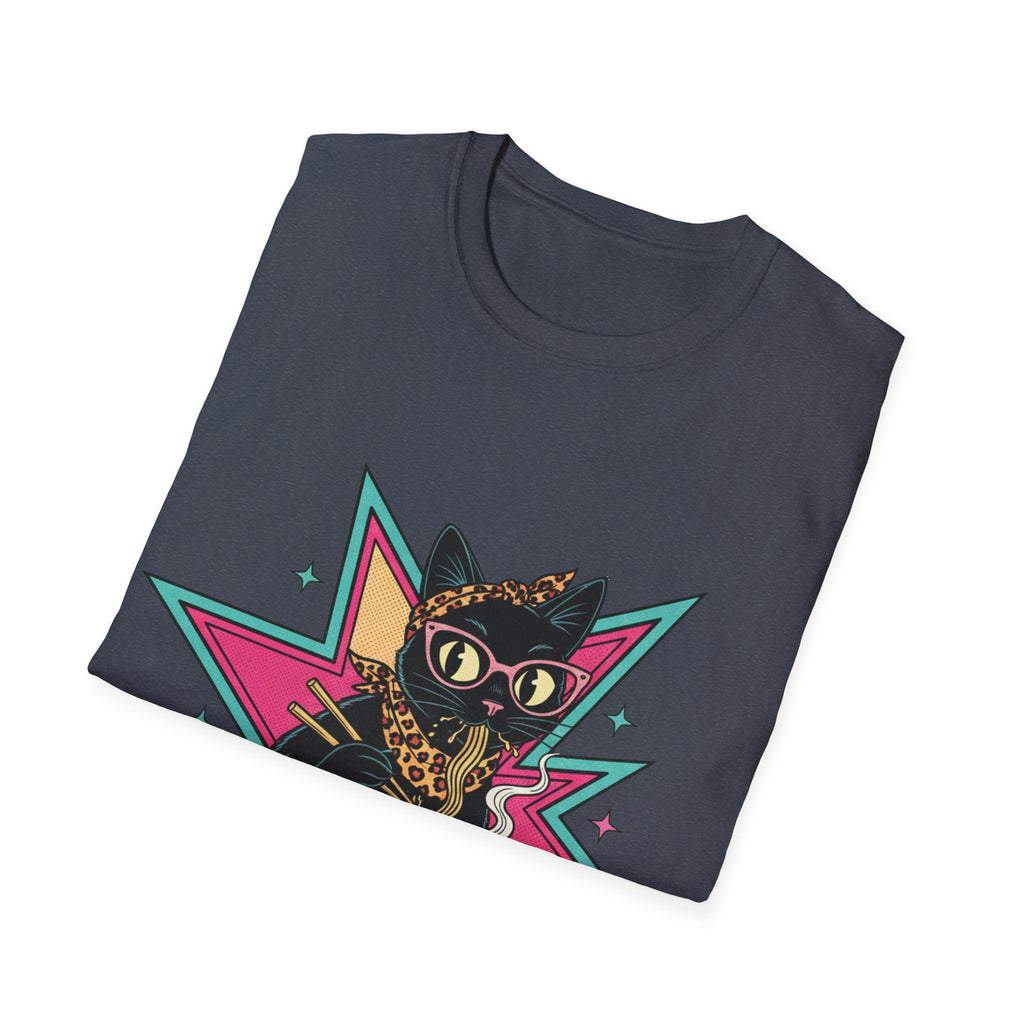 Noodle Lover Cat T-Shirt — Retro Kawaii Ramen Graphic Tee