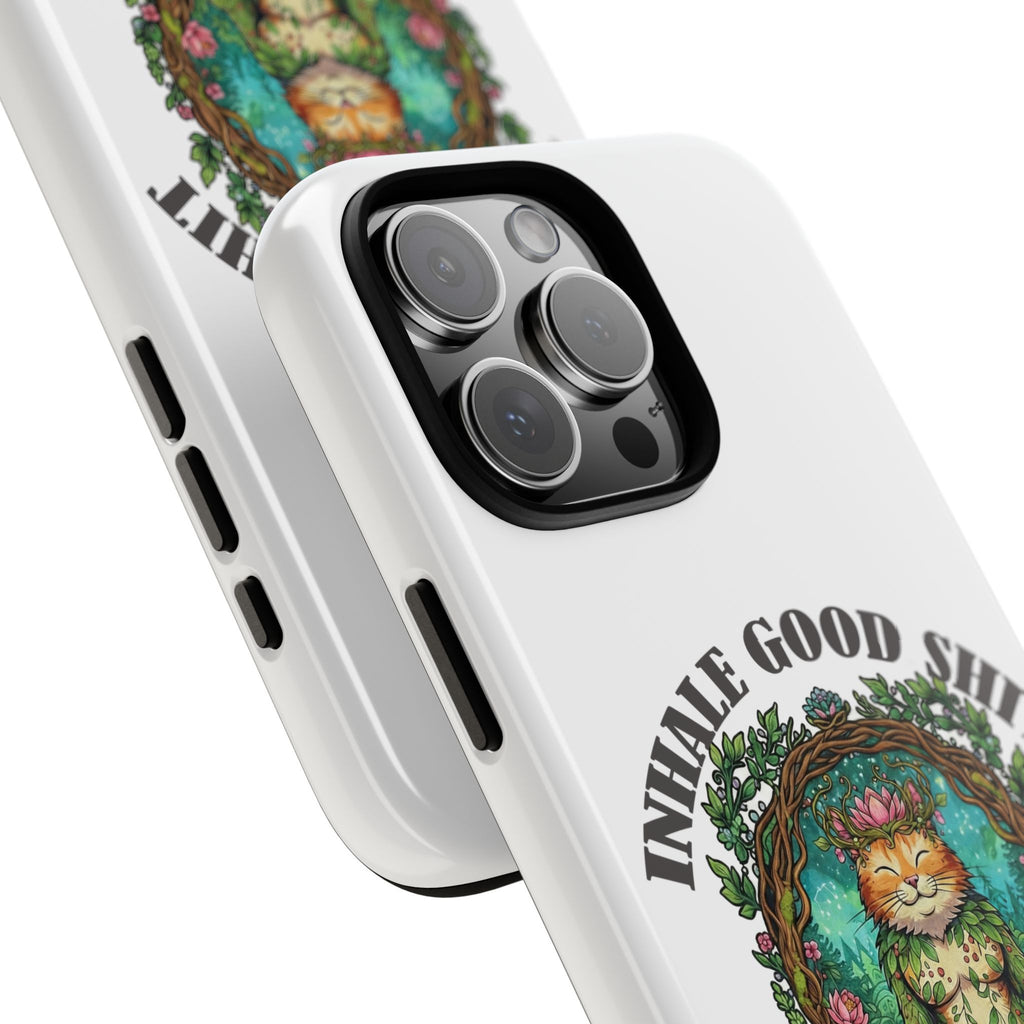 Phone Case - "Inhale Good Shit, Exhale Bullshit" Zen Cat Protective Case