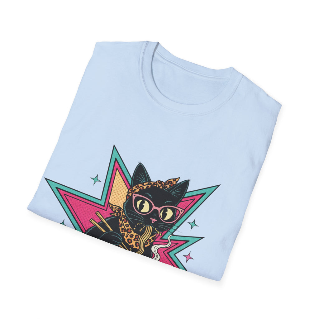 Noodle Lover Cat T-Shirt — Retro Kawaii Ramen Graphic Tee