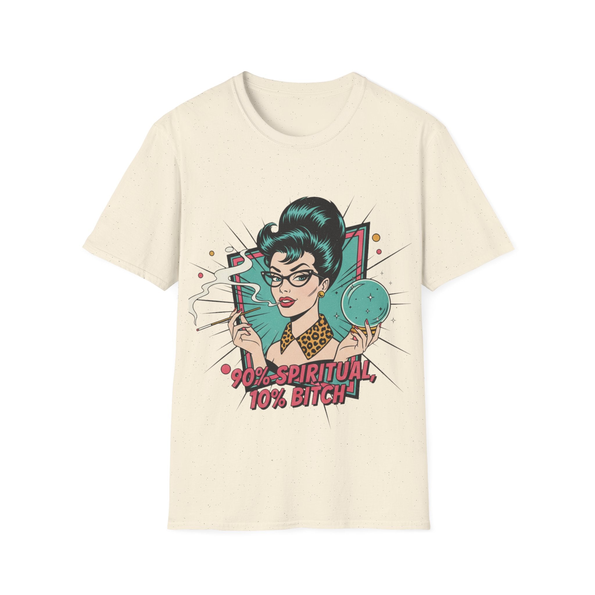 Spiritual Witch Retro T‑Shirt — “90% Spiritual 10% Bitch” Crystal Ball Tee