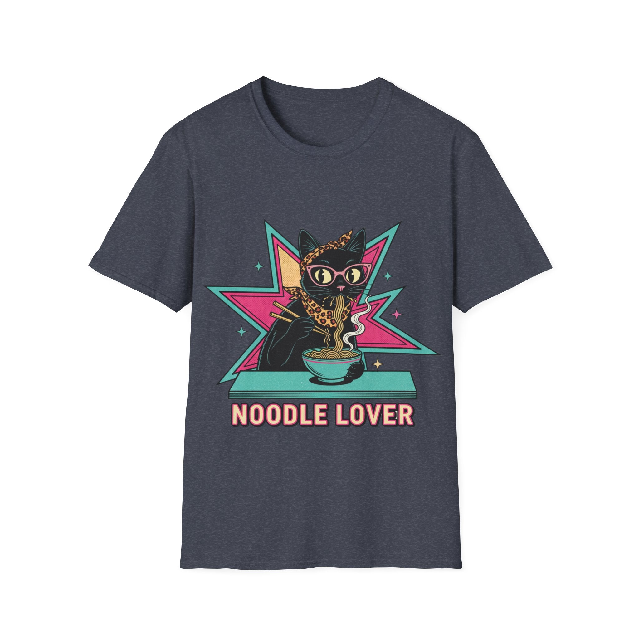 Noodle Lover Cat T-Shirt — Retro Kawaii Ramen Graphic Tee